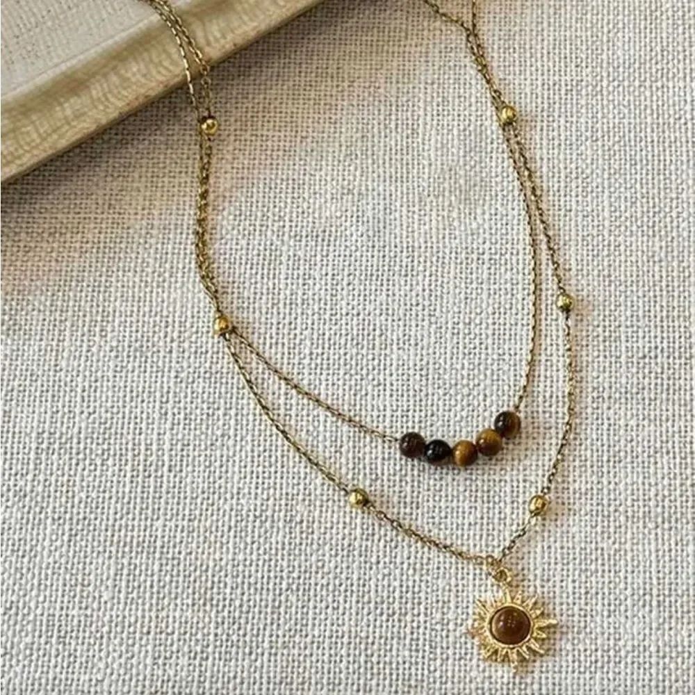 Elegant Brown Sun Necklace A1529